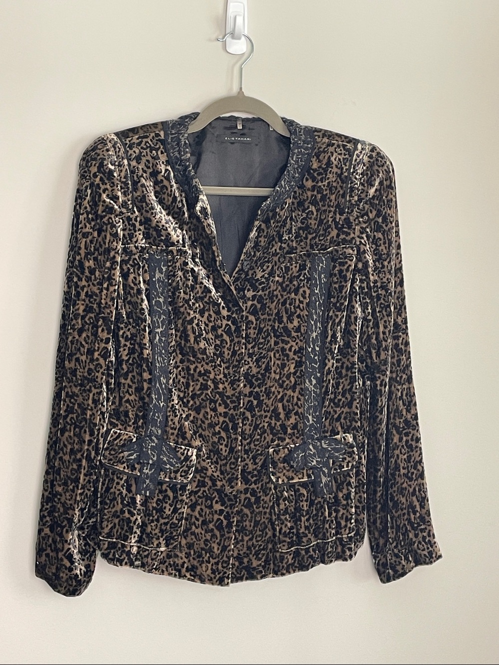 Elie Tahari Leopard Velvet Blazer - Black & Brown